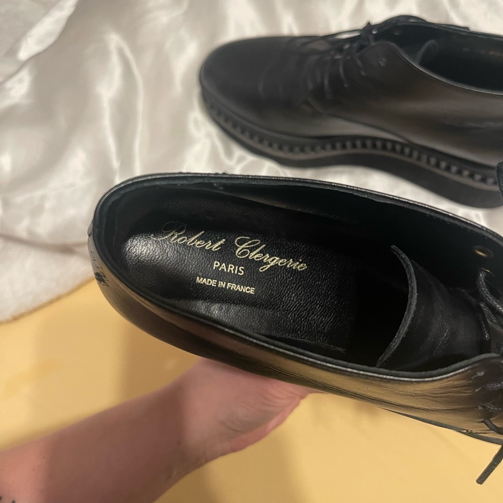 Robert Clergerie Black Leather Platform Lace-Up Loafers - Picture 7 of 9